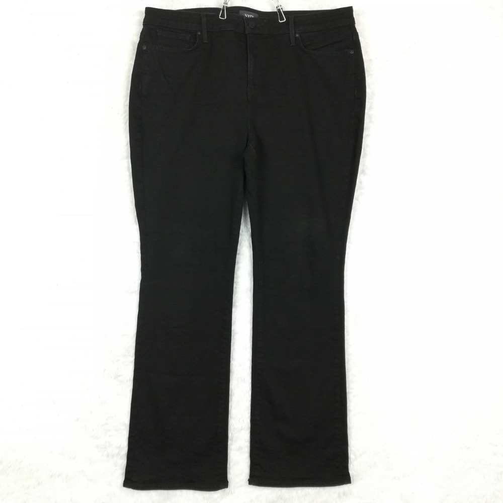 NYDJ Jeans Womens Barbara Boot Cut Black Wash Denim Lift Tuck‎ Petite Plus 16P